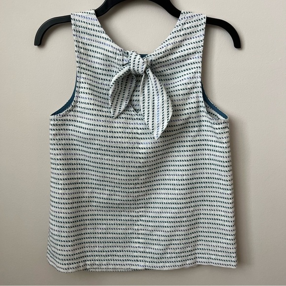 Seen Worn Kept Sleeveless Top Metallic Embroidery Tie Neck Keyhole Purple Teal 2 - Picture 6 of 10